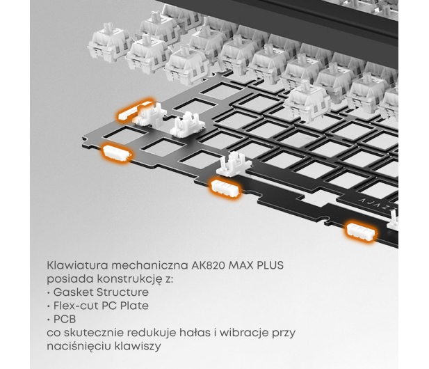 Ajazz AK820 MAX Avocado Switch Black Gray RGB z ekranem - 1536370 - zdjęcie 13